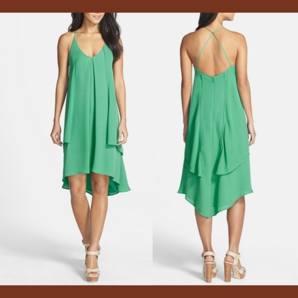 NWT $268 Rebecca Minkoff Lena Silk Midi‎ Dress in Amazon Green [SZ Small ]